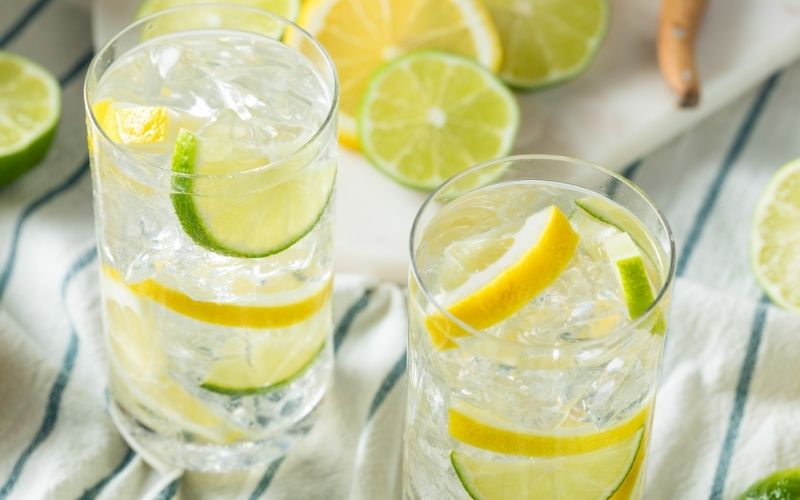 Glasses of lemon-lime soda