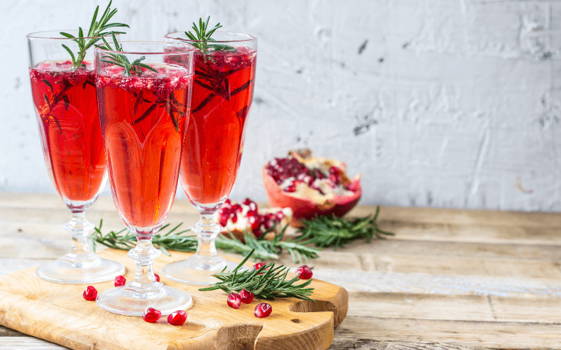 Glasses of pink pomegranate sparkler