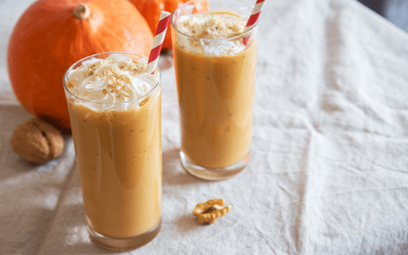 Glasses of pumpkin smoothies