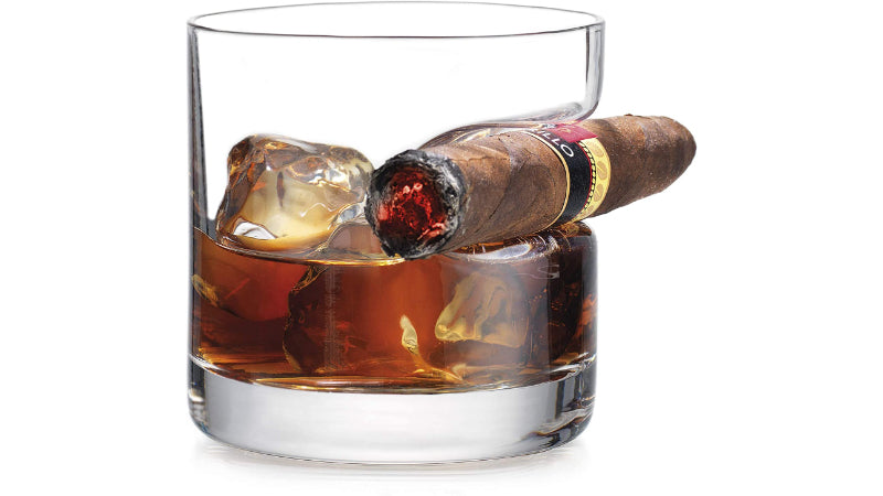 Godinger Cigar Whiskey Glass with a cigarette