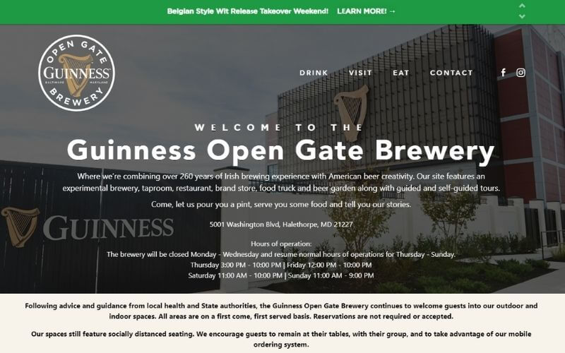 Guinness Open Gate Brewery website