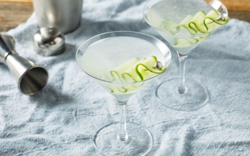 Homemade Japanese Sake Cucumber Martini Cocktail