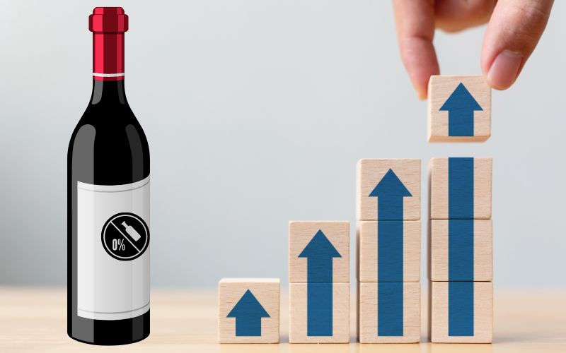 Increase symbol with a bottle of non-alcoholic wine