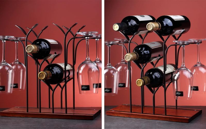 Iron Wire Forest Leaf Wine Rack