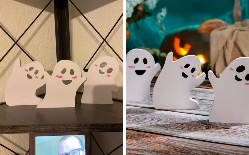 Jxueych Wooden Halloween Ghost Decor