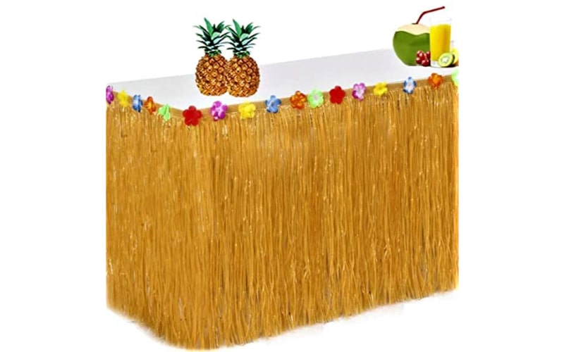 King Luau Grass and Flower Table Skirt