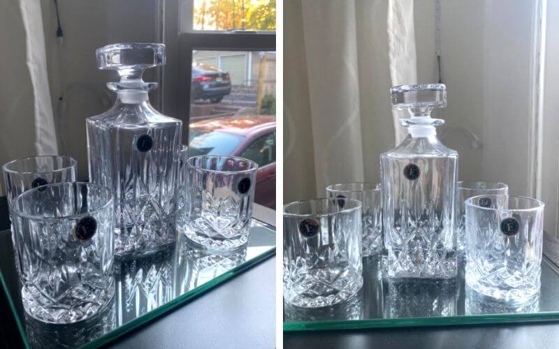 ELIDOMC 5PC Italian Crafted Crystal Whiskey Decanter Set