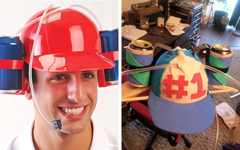 Novelty Place Drinking Helmet Can Holder for Beer and Soda
