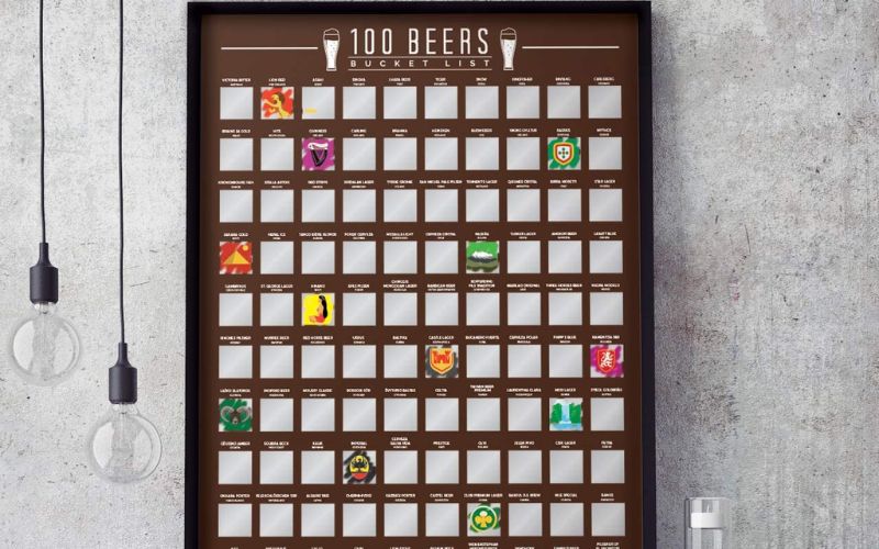 Gift Republic 100 Beers Bucket List Scratch Poster