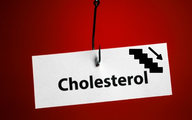 Lower cholesterol sign on a hook