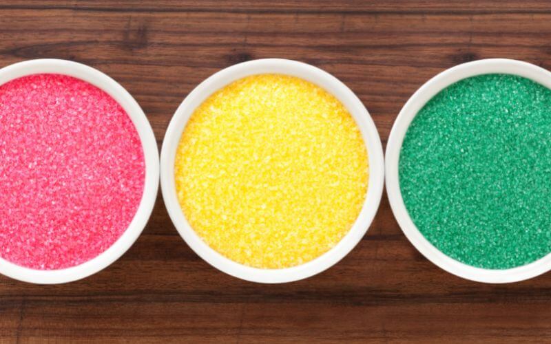 Make colored sugar or salt for cocktails