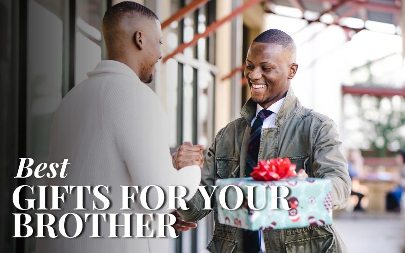 Man handing a gift to his brother