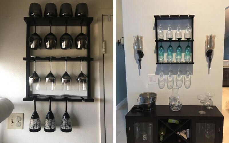 MyGift Wall-Mounted Wine Glass Rack 