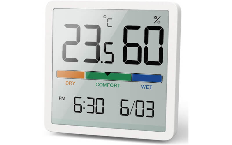 NOKLEAD Hygrometer Thermometer with Clock