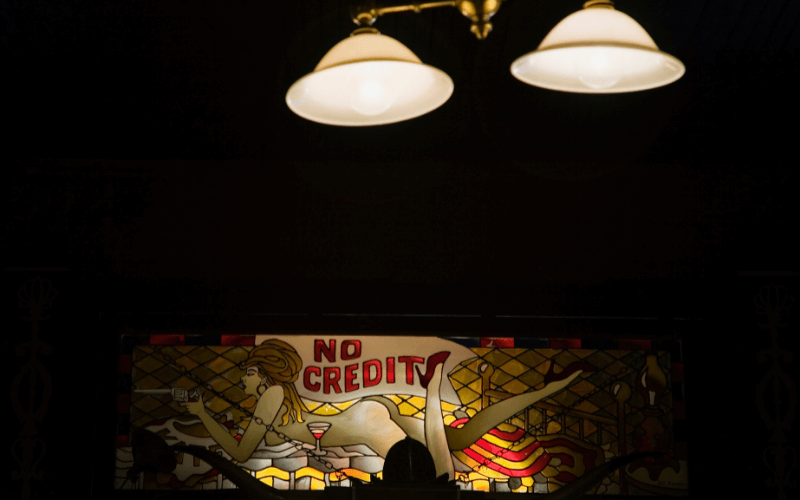 No credit bar sign