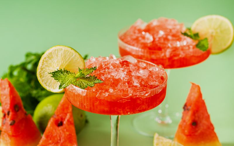 A serving of one in a melon spritzer cocktail