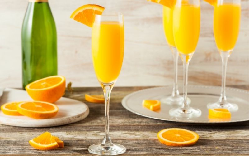 Orange Mimosa Cocktails with orange slices