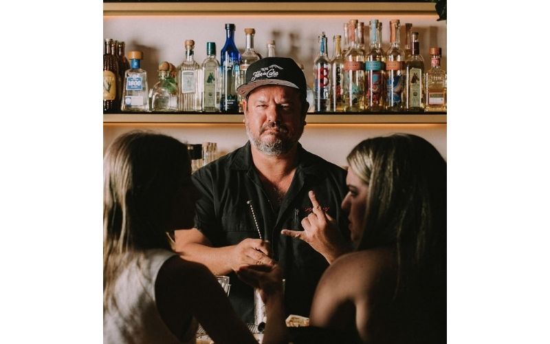 Patrick Pistolesi behind the bar