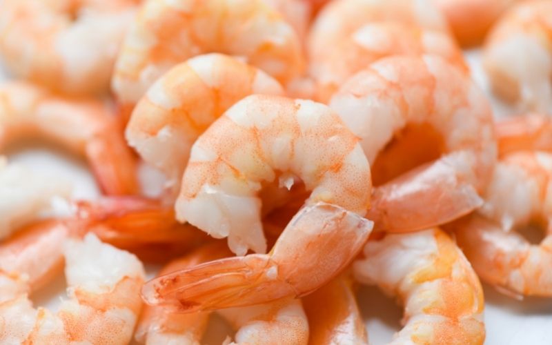 Peeled fresh shrimps