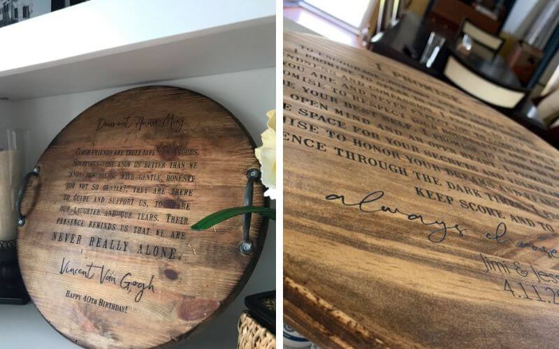 Personalized Round Barrel Head Serving Tray
