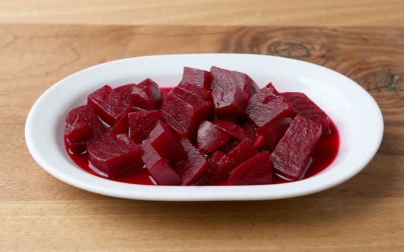Pickled Beets on a white plate