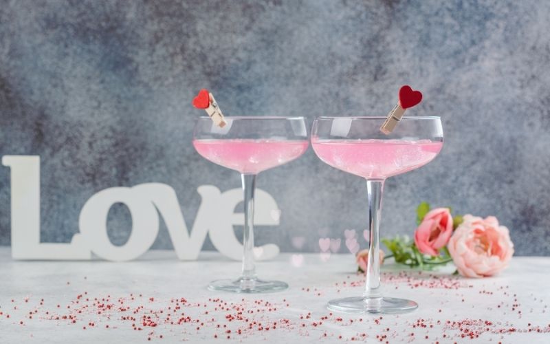 Pink themed cocktails for wedding day