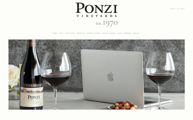 Ponzi Vineyards website