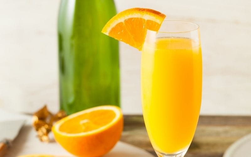 A glass of Orange Sherbet Mimosa