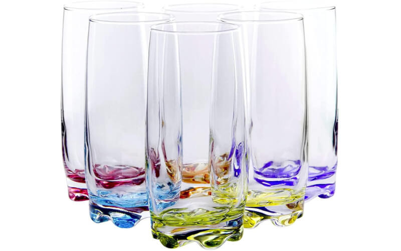 Red Co. Vibrant Splash Water Highball Glasses
