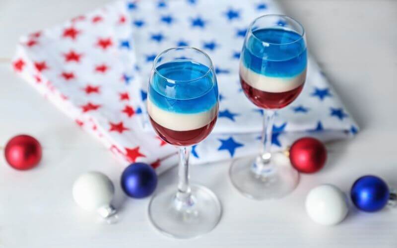 Red, white, and blue cocktail drinks