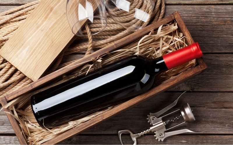 Red wine bottle and glasses