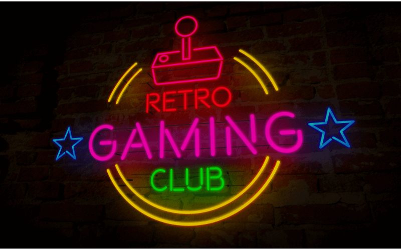 Retro gaming bar sign