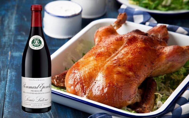 Roast duck and a bottle of pinot noir