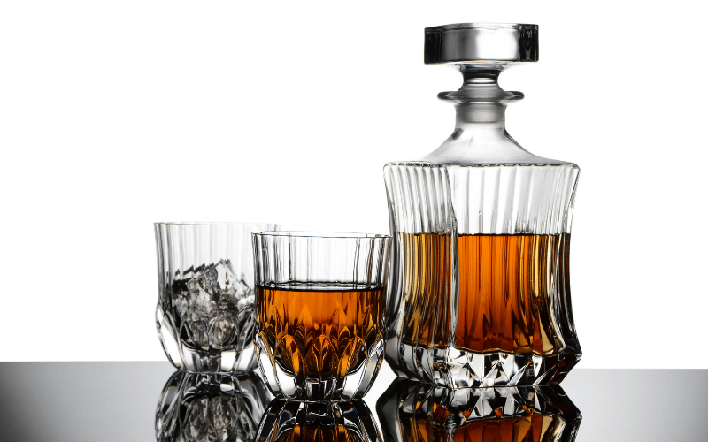 Rum decanter beside glass