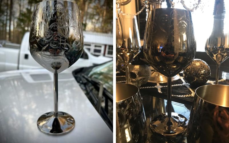 SKY FISH Stainless Steel Black Plated Wine Glasses