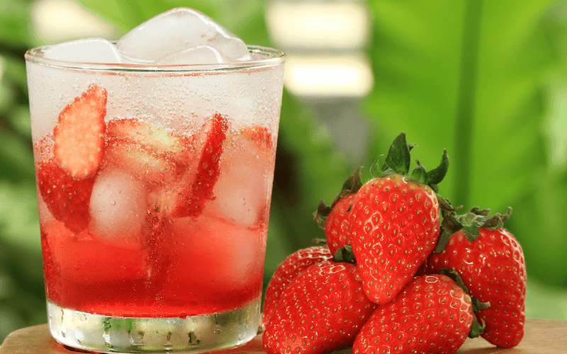 Glasses of strawberry tequila soda