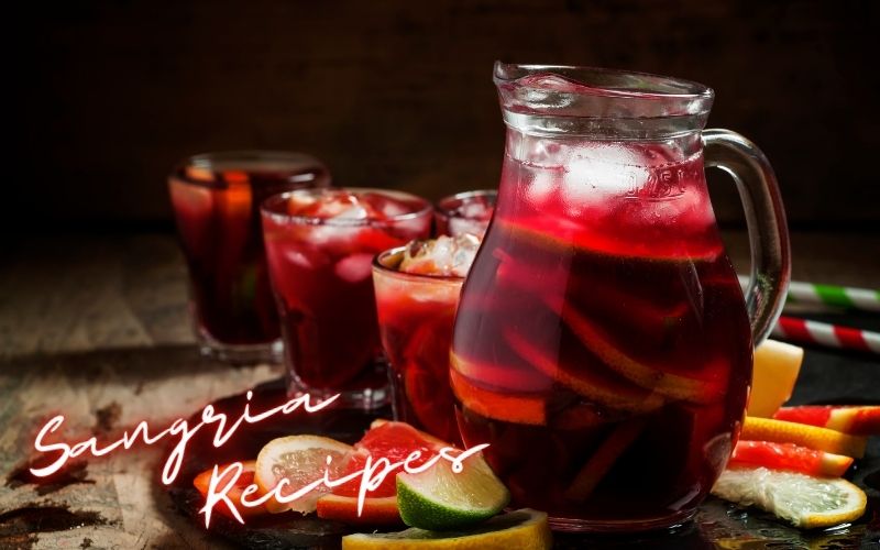 Sangria drink in pitcher and glasses