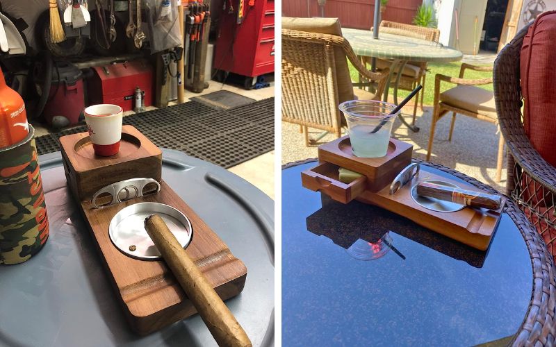 Scotte Cigar Ashtray Coaster and Whiskey Glass Tray