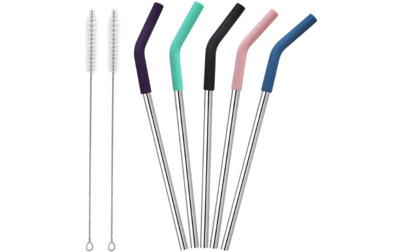 Senneny Stainless Steel Straws with Silicone Flex Tips