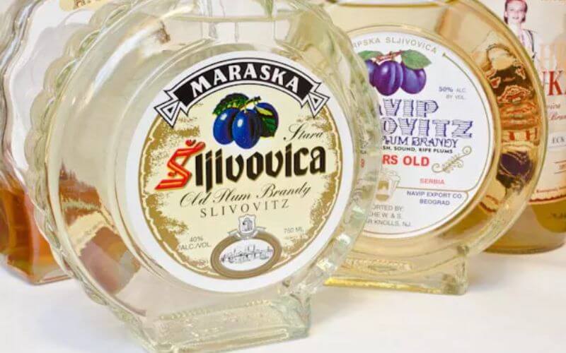 Slivovitz in round bottles - Image by Serious Eats