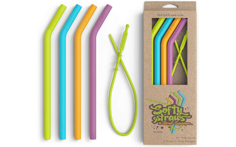 Softy Straws Big Size Reusable Drinking Straws with Curved Bend for Tumblers 
