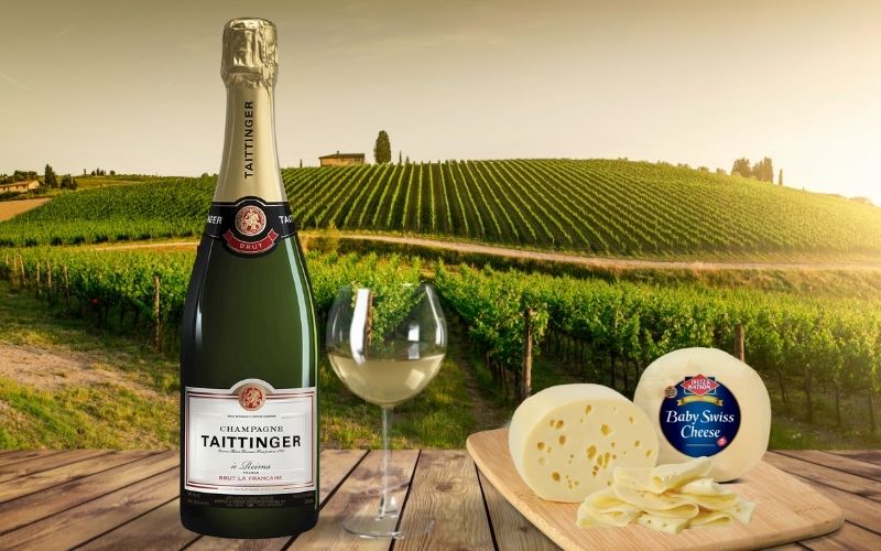 Taittinger Brut La Francaise and Baby Swiss