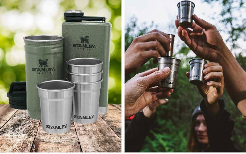 Stanley Stainless Steel Shot Glass and Flask Gift Set