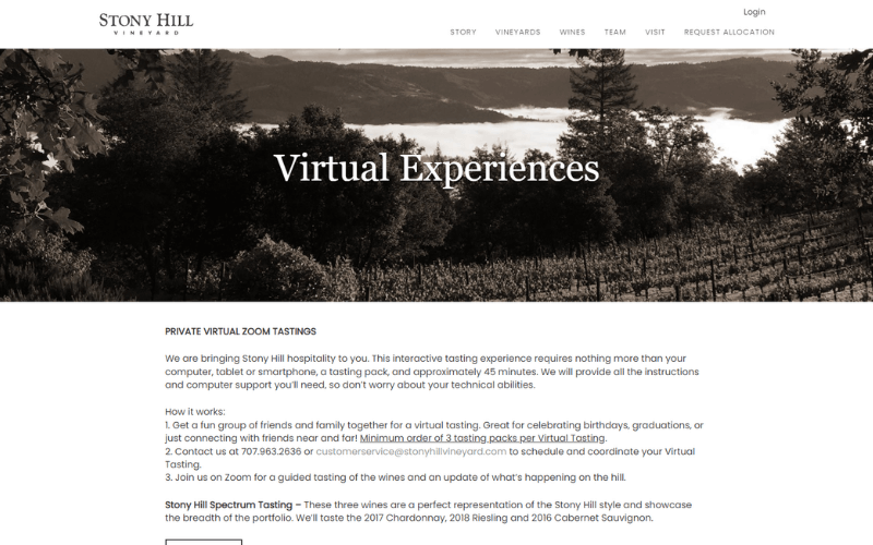 Stony Hill Vineyard website