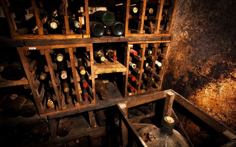 Storing bottles of fermented drinks in a wine cellar