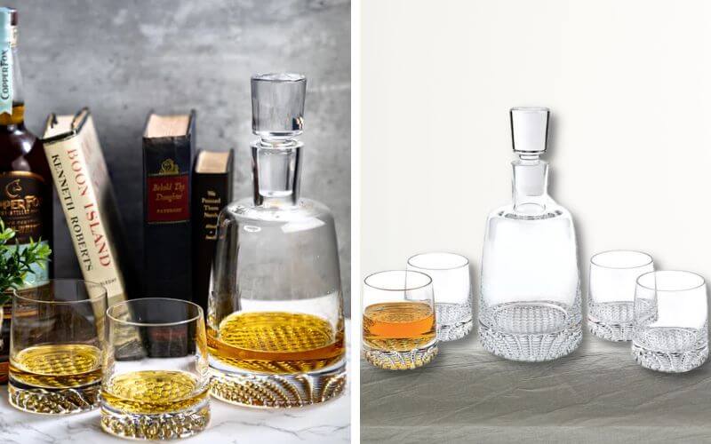 Suzy Levian Crystal Whiskey Decanter and Cups Set