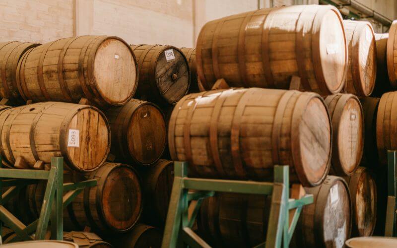 Tequila aging in barrels 