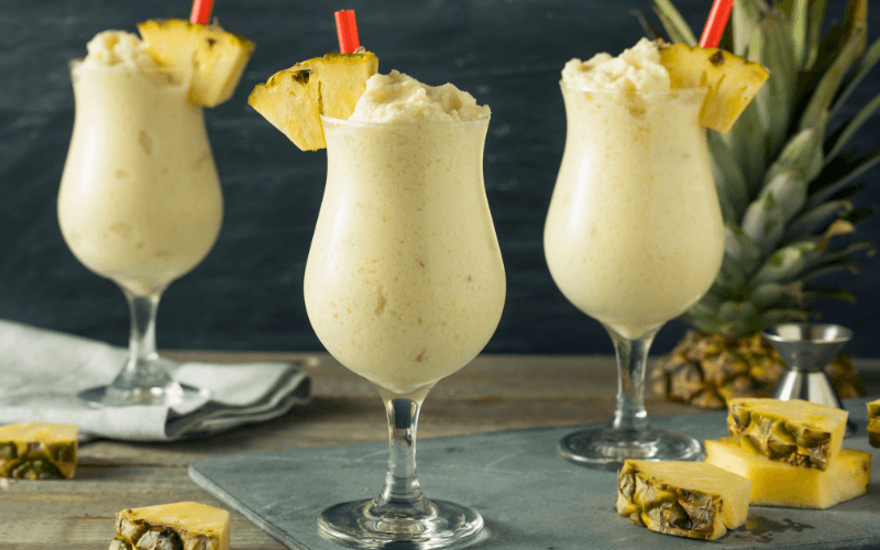 Three glasses of Virgin Piña Colada