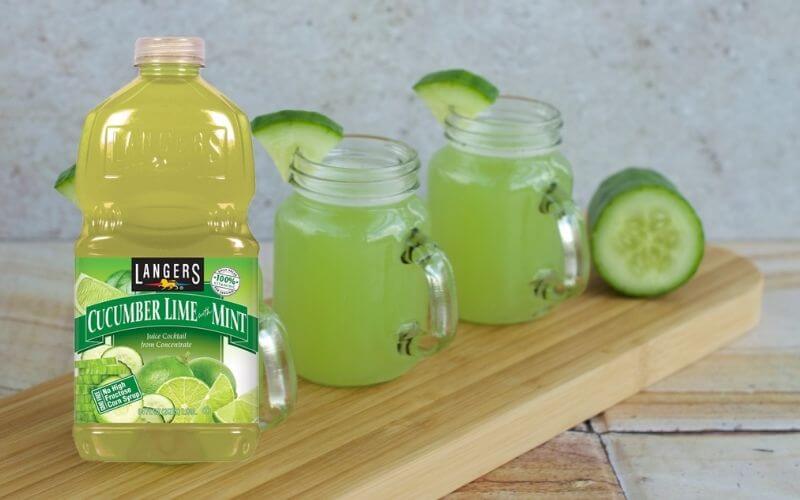 Three mason jars of cucumber juice