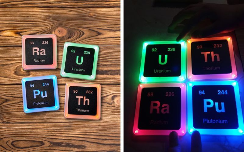 Toynk Radioactive Periodic Table of Elements Plastic Glowing Coaster Set